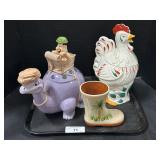 Flintstones & Rooster Cookie Jars.