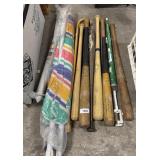 Vtg Adirondack Baseball Bats, (2) Umbrellas.