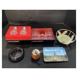 Crystal Shakers & Goblets, Ashtray, Grinder,
