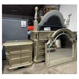 Nice, Clean, Champagne Finish Bedroom Suite.