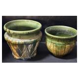2 Glazed Pottery Planters.