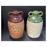 Pair Of McCoy Pottery Cookie Cars.