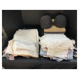 Pillbox Hats, Embroidered & Crocheted Doilies.