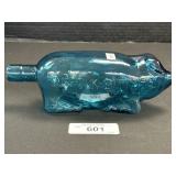 Blue Glass Suffolk Bitters Pig Shaped Bottle.