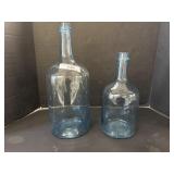 2 Vintage Blue Carboy Bottles.