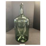Green Blown Glass Demijohn Bottle.