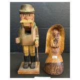 Hand Carved Wooden Nutcracker & Gentleman.