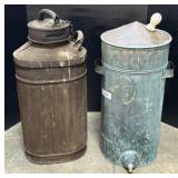Copper Distillery Tank & Metal Oil Can.