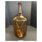 Broken Pontil Amber Blown Glass Demijohn Bottle.