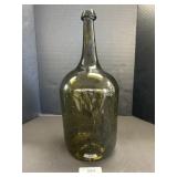 Ground Pontil Green Blown Glass Demijohn.