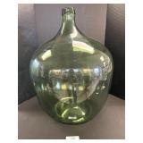 Large Broken Pontil Green Blown Glass Demijohn.