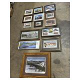 14 Framed Railroad Train Pictures.