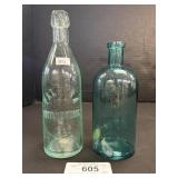 Palmyra Bottling Works Bottle, Blue Glass Bottle.