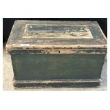 Early Green Painted Dovetail Blanket Chest.