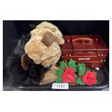 3 Stuffed Dogs, Singer Wooden Box.