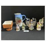 McCoy Planter & 7 Occupied Japan Figurines.