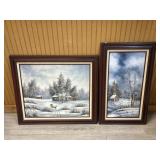 Artist Signed Oil On Canvas Winter Scenes.