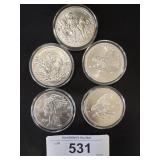 5 .999 Fine Silver Rounds.