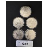 5 .999 Fine Silver Rounds.