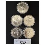 5 .999 Fine Silver Rounds.