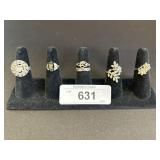 4 Sterling Silver Rings, 18k GE,14k Hge Gold