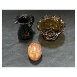 Etched 1978 Folk Art Egg & Blown Glass.