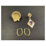 14KT Gold, Sterling Silver Earrings.