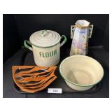 California Pottery Tiger Ashtray, Enamelware.