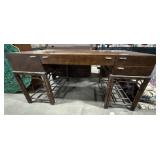 VTG Henredon "Circa East" Burl Wood & Rattan