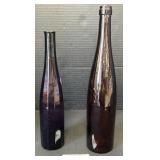 Antique Blown Glass Amber & Purple Glass Bottles.