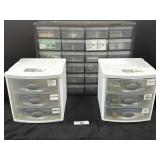 3 Plastic Organizers Of Tools, Hardware.