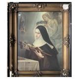 Framed Chromolithograph On Board St. Rita.