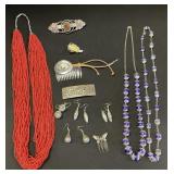 Native American Sterling, Coral, Necklaces.