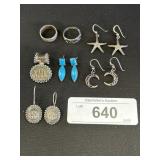 .950 Silver Earrings, Sterling Silver Rings &