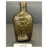 Amber Broken Pontil Blown Glass Whisky Flask.