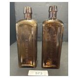 2 Dr S.B Hartman&Co Mishlers Blown Glass Bottles.