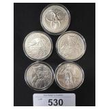 5 .999 Fine Silver Rounds.