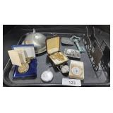 Pocket Watches, Belt Buckles, Key.