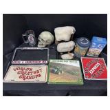 Enamel Railway Train Sign, Folk Art Sheep.