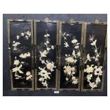 Set Of 4 Lacquer Mother Of Pearl Panels.