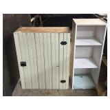 Antique Cupboard & Contemporary Shelf.