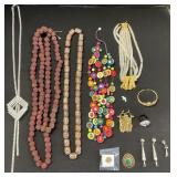 Native American Sterling Silver, Carved Jewelry.