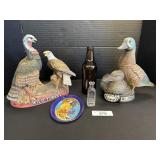 Beam & Wild Turkey Decanters, Coca Cola Tip Tray.