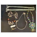 Jade & Pearl Necklace, Native American Sterling.