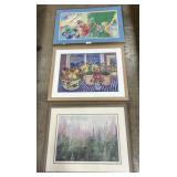 3 Large Art Prints (Golfing, Floral, Still Life).