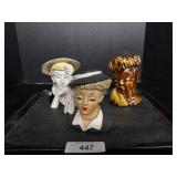 3 Lady Head Vases.