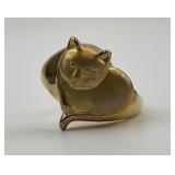 14KT Gold Cat Heart Ring.