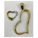 18KT And 14KT Heart Pendants.