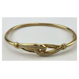 14KT Gold & Diamond Rine Knot Bangle.