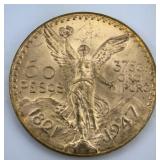 Fine Gold Mexican 50 Pesos Centenario.